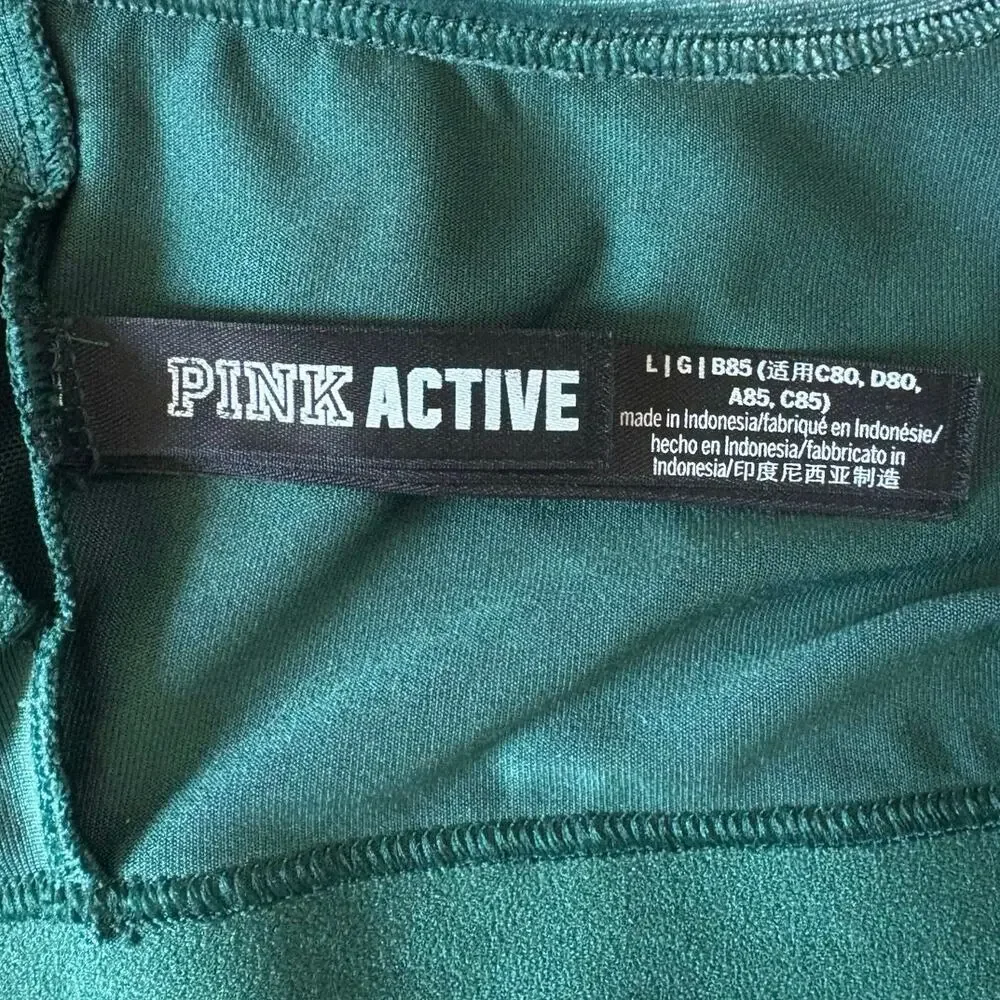 PINK Active Emerald Green Velvet Sports Bra Large